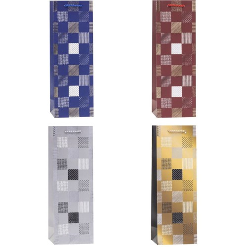 Torebka prezentowa 12x35x9cm na butelkę TBG-23162-HS-BB ROZETTE