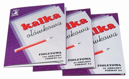 Kalka ołówkowa A4 100 arkuszy filoetowa DELFIN