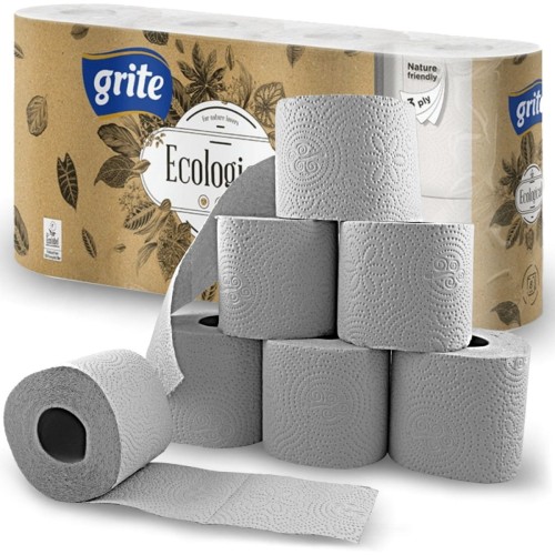 Papier toaletowy (8 rolek) GRITE Ecological 3 warstwy 135 listków