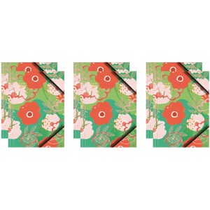 Teczka kartonowa A4 z gumką narożną PASTELOWE KWIATY NA ZIELONYM TLE BT601-C2 TETIS