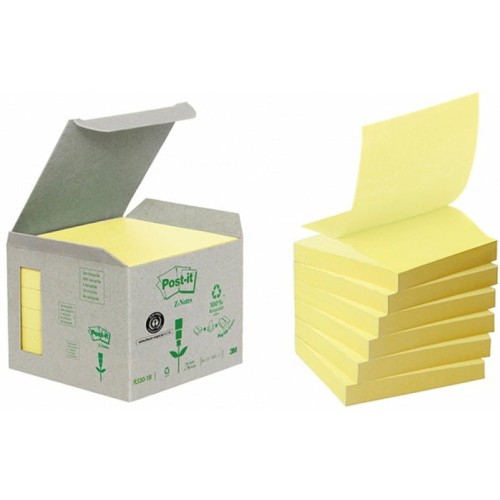 Bloczki ekologiczne samoprzylepne 76x76mm żółte R330-1B Z-Notes 6 bloczków po 100 kartek 009544113 3M