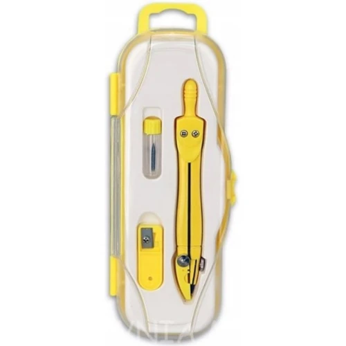 Cyrkiel szkolny z grafitem 2mm ( grafity +temperówka) PC-101 żółty w etui TT7632 PENMATE