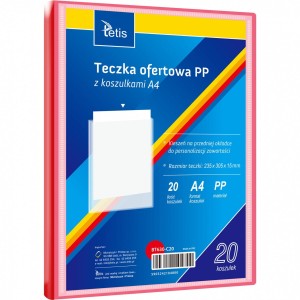 Teczka ofertowa A4 PP 20 koszulek CZERWONA BT630-C20 TETIS