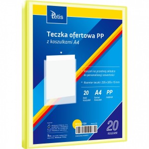 Teczka ofertowa A4 PP 20 koszulek ŻÓŁTA BT630-Y20 TETIS