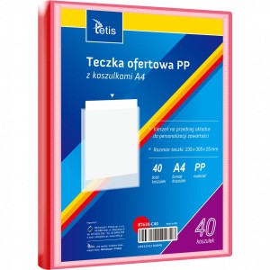 Teczka ofertowa A4 PP 40 koszulek CZERWONA BT630-C40 TETIS