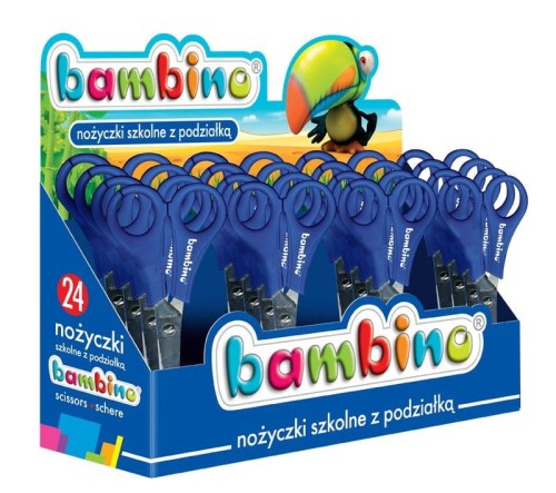 Nożyczki szkolne z podziałką ( 24 sztuki) , display BAMBINO