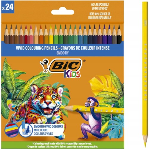 Kredki drewniane ECO SMOOTH 24 kolory 525787 BIC