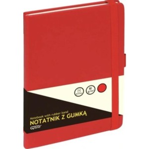Notatnik z gumką A6 czerwony kratka 150-1401 GRAND