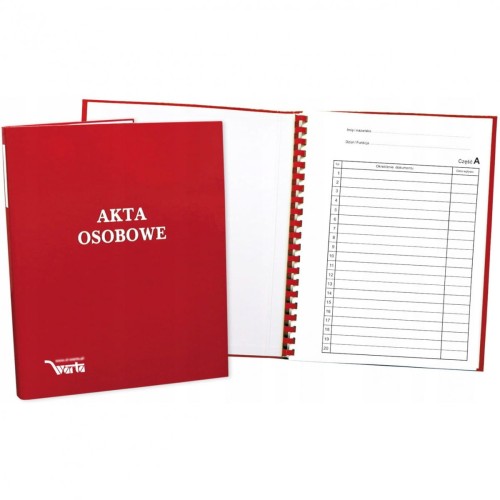 Teczka akt osobowych ABCDE okładka twarda binda wew. bez treści, czerwona 1824-339-138 WARTA