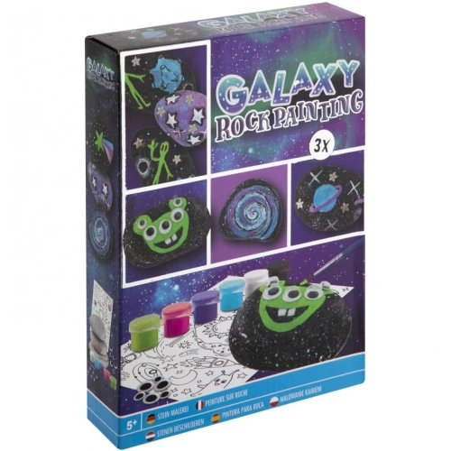 Zestaw do malowania kamieni GALAXY (3x Kamień, 6x Farbka, 1x Pędzelek, 1x arkusz z szablonami) 200058 MOXY