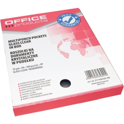 Koszulki krystaliczne na dokumenty PP A4 55mikr. (100szt.) w pudełku 21142535-90 OFFICE PRODUCTS
