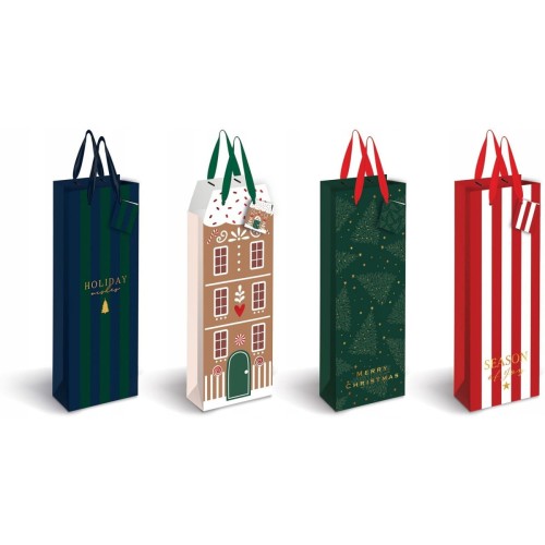 Torebka prezentowa na butelkę Boże Narodzenie 190g 13x36x10cm INTERDRUK