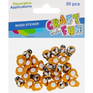 Naklejki drewniane pszczoła 30szt. 15mm CRAFT WITH FUN 555408