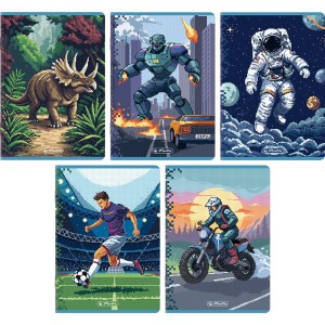 Zeszyt A5 16k linia podwójna kolorowa PIXEL FUN chłopięcy 400207498 HERLITZ