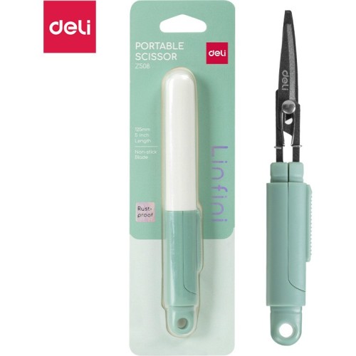 Nożyczki kompaktowe w bezpiecznym etui Linfini zielone EZ508GR DELI