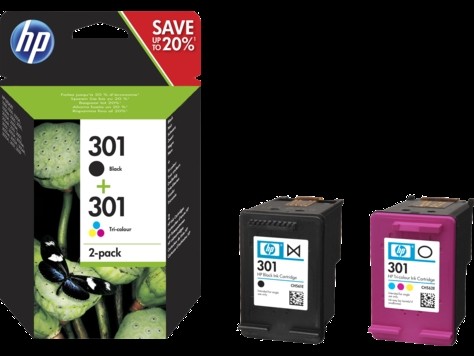 Tusz HP 301 (N9J72AE/J3M81AE) czarny 190str+kolor 165str (2szt)