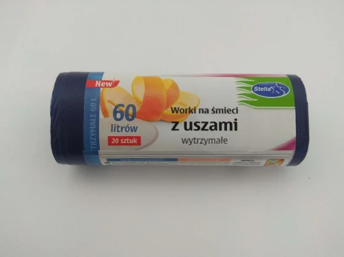 Worki na śmieci 60L z uszami wytrzymałe (20szt) granatowe (HD-LD) WNS-9725V1 STELLA