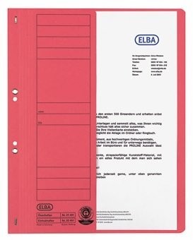 Skoroszyt na dokumenty kartonowy A4 czerwony 100090784 ELBA