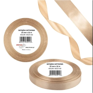 Wstążka satynowa 25mm/32m WS25-60 tan BREWIS