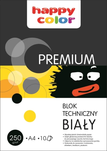 Blok techniczny A4 10k 250g biały PREMIUM HA 3725 2030-0 HAPPY COLOR