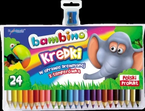 Kredki trójkątne z glinki kaolinowej Zestaw 24 kredek + temperówka BAMBINO St.Majewski