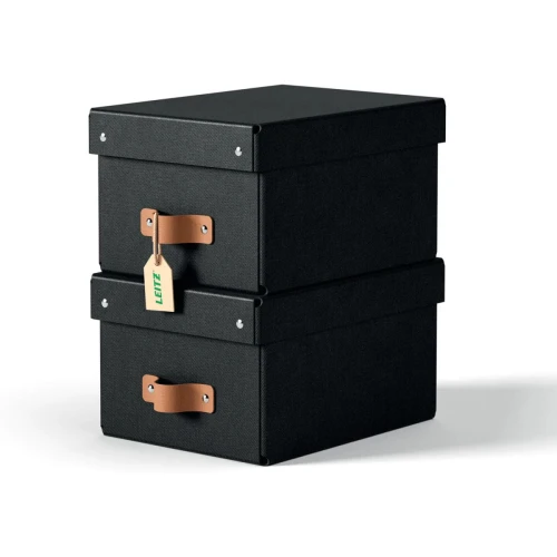 Pudełko do przechowywania Puro z pokrywką małe 7l (2szt) czarne 61470095 LEITZ