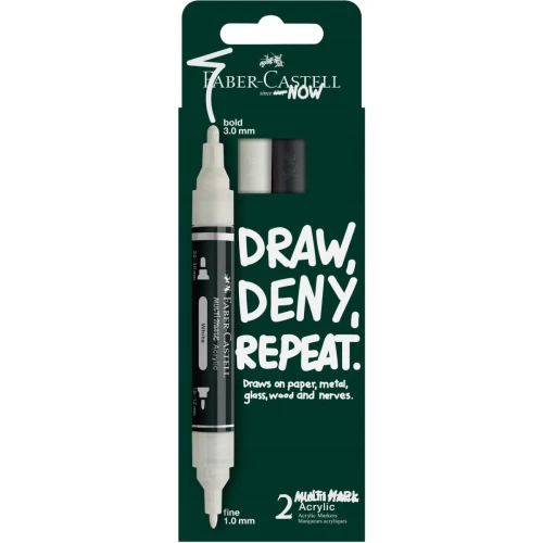 Marker akrylowy Multimark dwie końcówki 2 kolory czarny i biały 186011 Faber-Castell