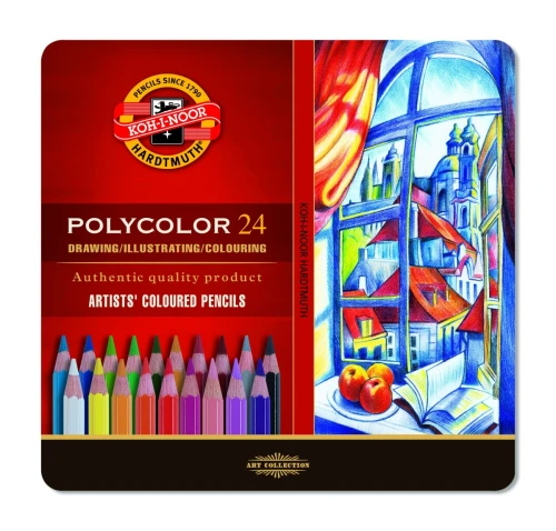 Kredki POLYCOLOR 24 kolory opakowanie metalowe 3824 KOH-I-NOOR