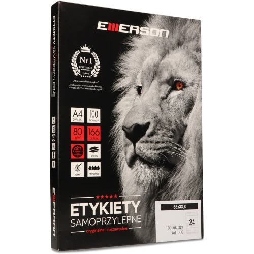 Etykiety A4 66x33.8mm białe nr006 (100sztuk) EMERSON eta4066.338