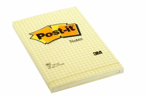 Bloczek samoprzylepny 102x152mm 100k żółty kratka 662 POST-IT UU009543230 3M