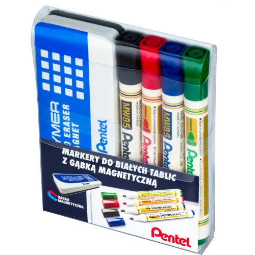 Markery do tablic MW85-ST4ABCDPL 4szt. z gąbką PENTEL