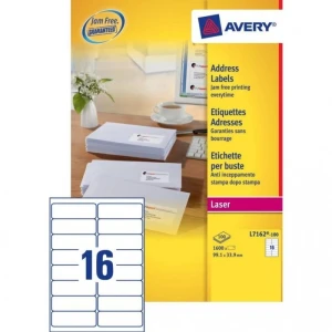 Etykiety A4 białe (100arkuszy)99,1*33,9mm L7162-100 AVERY ZWECKFORM