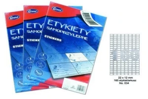 Etykiety samoprzylepne 034 22x12mm 160etykiet (100ark.) 150-1061 GRAND