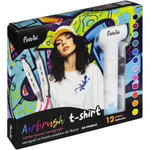 Markery do tkanin + pistolet AIRBRUSH zestaw spray FIORELLO T-shirt GR-9900 170-2865