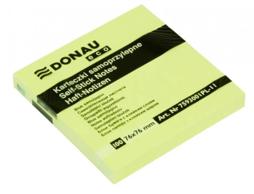 Bloczek samoprzylepny żółty ekologiczny 76x76mm ECO 100 kartek 7593001PL-11 DONAU