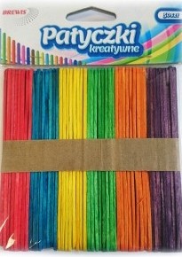 Patyczki kreatywne drewniane 114mm mix kolorów (50 szt.) PKK114 BREWIS