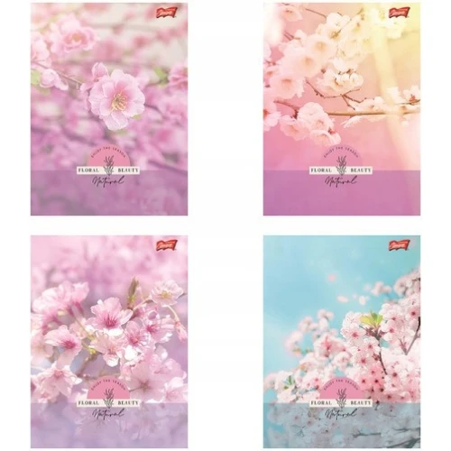 Zeszyt A5 60k kratka 70g/m2 laminowany FLORAL BEAUTY lakier miejscowy UNIPAP