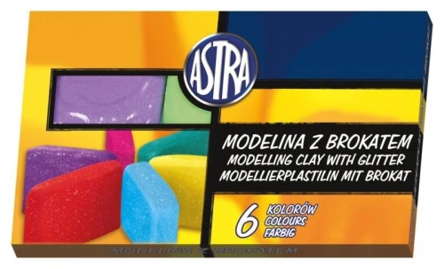 Modelina termoutwardzalna z brokatem zestaw 6 kolorów 304109001 ASTRA