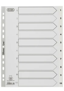 Przekładki numeryczne do segregatora A4 1-10 białe PP 100204765 OXFORD