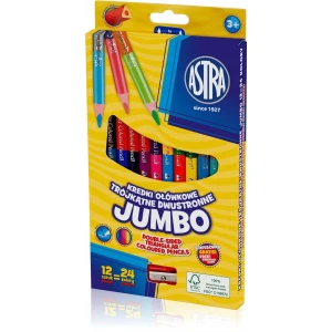 Kredki dwustronne ołówkowe JUMBO grube 12 kredek 24 kolory + temperówka 312118001 ASTRA