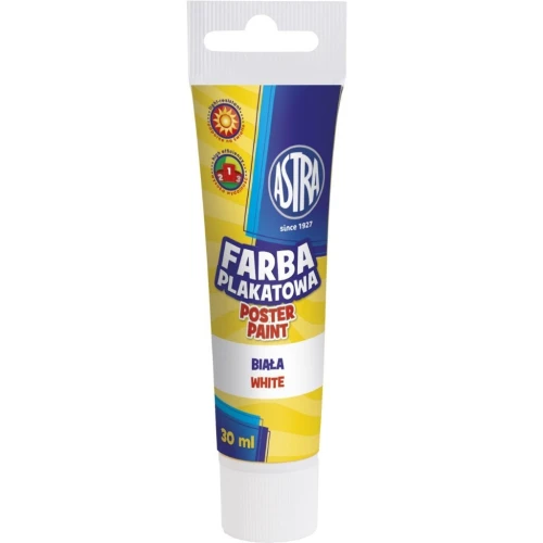 Farba plakatowa w tubkach 30ml szkolna biała 83110904 ASTRA