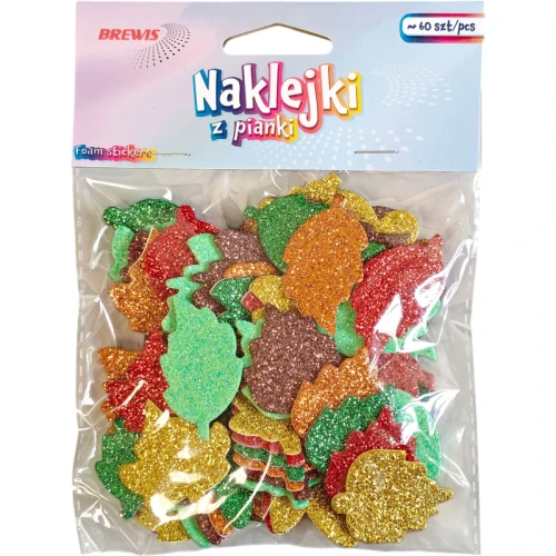 Naklejki z pianki PVC72 LIŚCIE z brokatem BREWIS