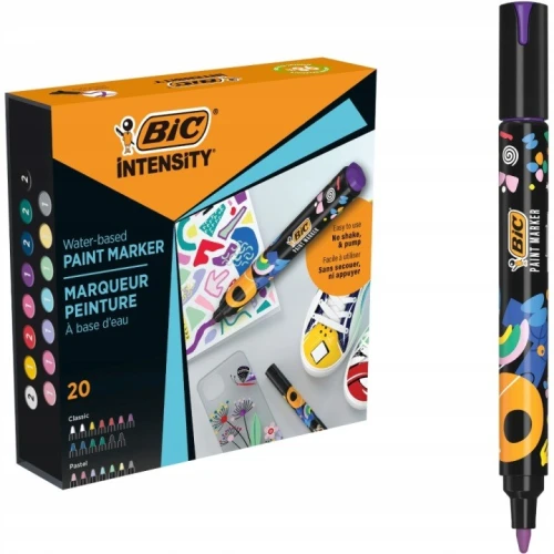 Marker akrylowy INTENSITY na bazie wody 20 sztuk (15 kolorów) 527424 BIC