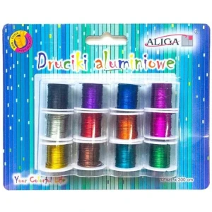Druciki aluminiowe na szpulkach DA-3687 0.3mm x 3m 12kol. ALIGA