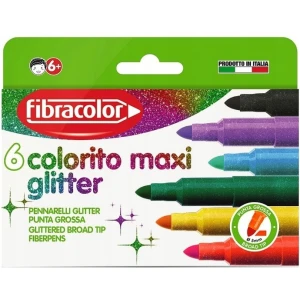 Flamastry brokatowe COLORITO MAXI GLITER 6kol. FIBRACOLOR