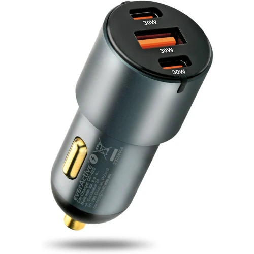 Ładowarka samochodowa EVERACTIVE 60W, 1xUSB-A (30W), 2xUSB-C 2x30W CC-40Q
