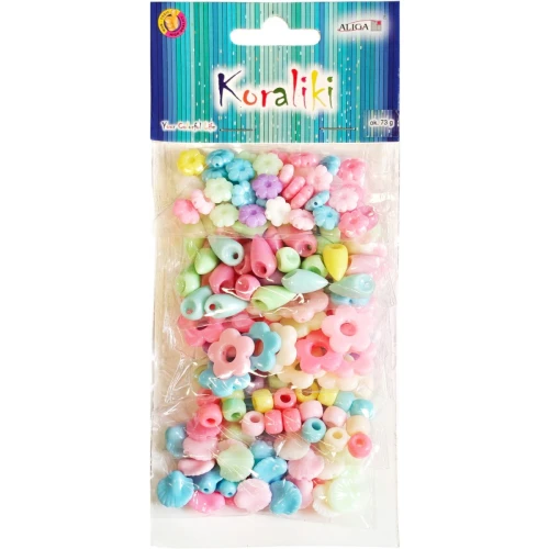Koraliki plastikowe PJ-2851 mix kształtów ok. 73g ALIGA