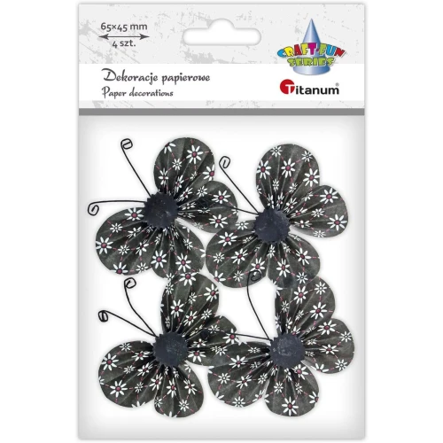 Motyle papierowe 3D (4szt.) 6,5x4,5cm 491118 TITANUM