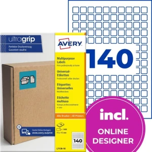 Etykiety do oznaczeń PPWR papierowe z trwałym klejem białe 15x15mm (10 ark.) L7130-10 AVERY ZWECKFORM
