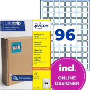Etykiety do oznaczeń PPWR papierowe z trwałym klejem białe 20x20mm (10 ark.) L7131-10 AVERY ZWECKFORM